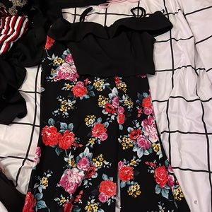 two piece floral dress with slit